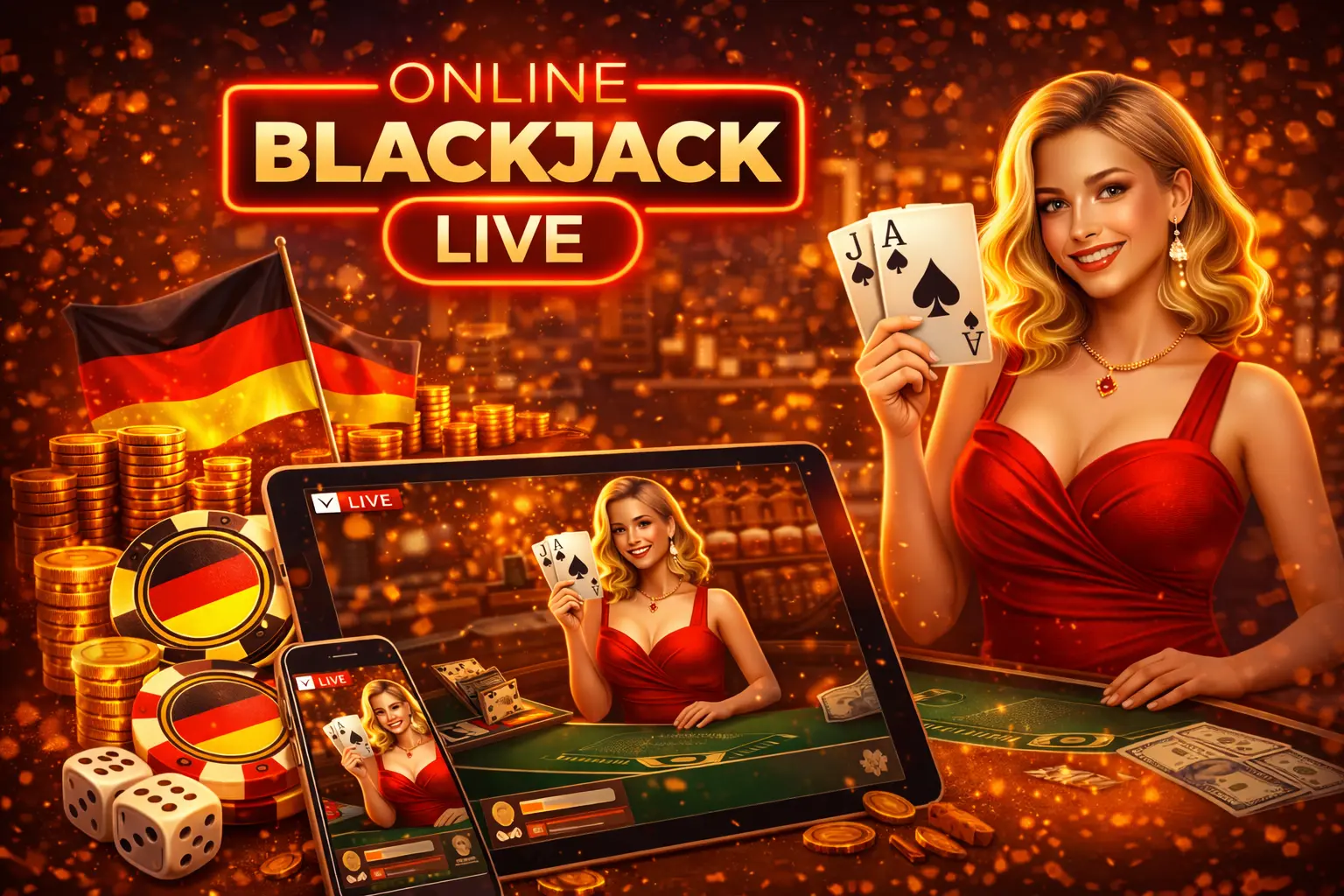 Live Casino Blackjack Tisch mit Dealer